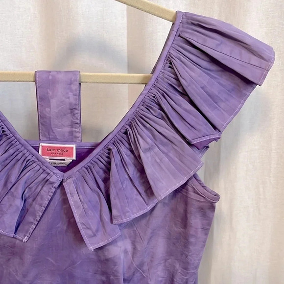 Cotton Ruffled V-Neck Sleeveless Blouse, Size  S - Picture 2 of 5